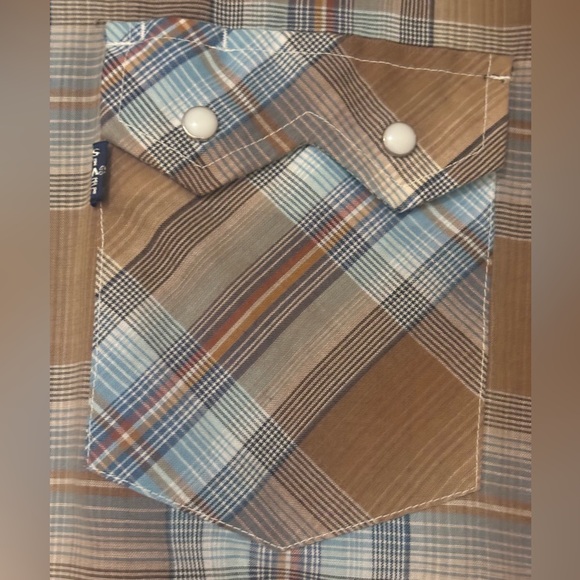 Levi's Vintage 70s Big E Men’s Western Plaid Shirt with Pearl Snap Buttons - Picture 3 of 8